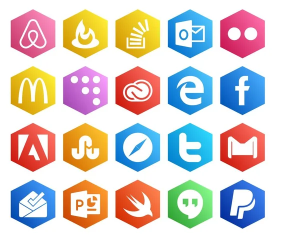 Social Media Icon Pack Including Safari Adobe Mcdonalds Facebook Adobe — Stock Vector