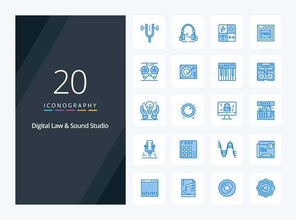 20数码法律及声音演播室蓝色图标 — 图库矢量图片
