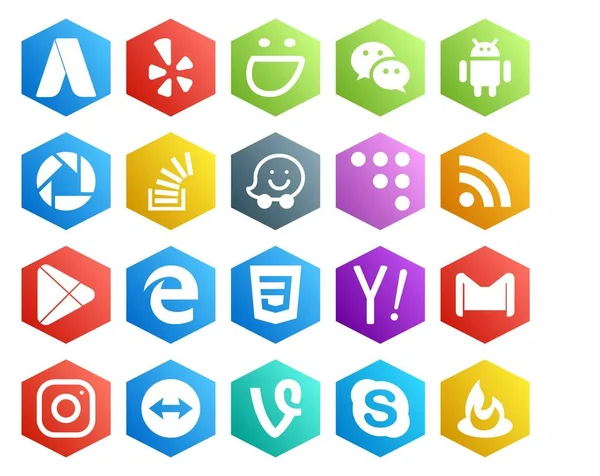 Social Media Icon Pack Including Css Apps Question Google Play — Stock Vector