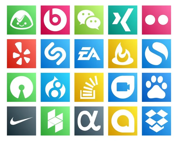 Social Media Icon Pack Including Stock Stockoverflow Electronics Arts Drupal — Stock Vector