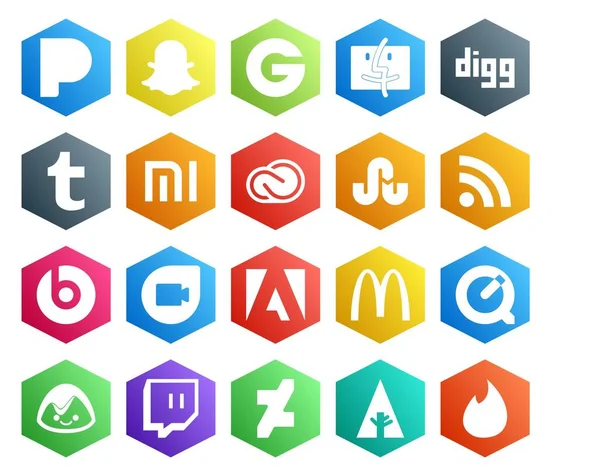 Social Media Icon Pack Including Basecamp Mcdonalds Adobe Beats Pill — Stock Vector