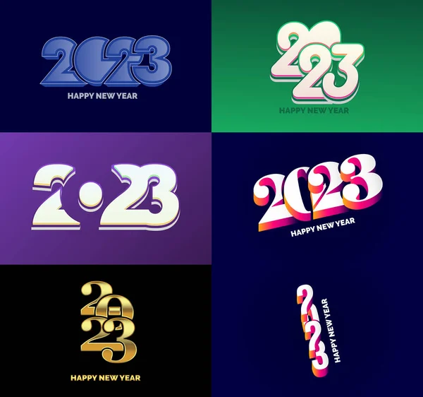 Μεγάλο Σετ 2023 Happy New Year Λογότυπο Σχεδιασμός Κειμένου 2023 — Διανυσματικό Αρχείο