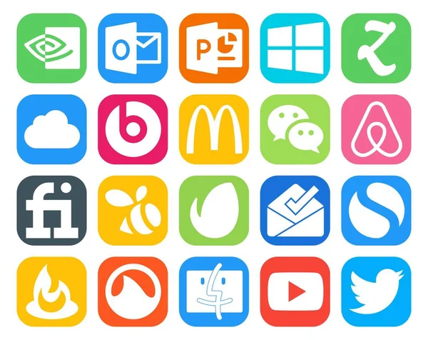 Social Media Icon Pack Including Grooveshark Просто Мбаппе Почтовый Ящик — стоковый вектор