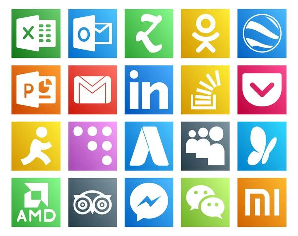 Social Media Icon Pack Including Adwords Aim Mail Pocket Stock — Stock Vector