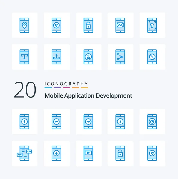 Mobile Application Development Blue Color Ikon Pack Som Ansökan Mobil — Stock vektor