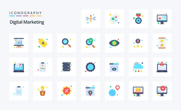 Digital Marketing Flat Color Icon Pack — Stockvektor