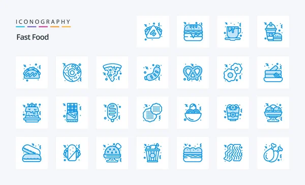 Fast Food Blue Icon Pack — Stock Vector