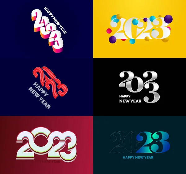 Gran Colección 2023 Feliz Año Nuevo Símbolos Portada Diario Negocios — Vector de stock