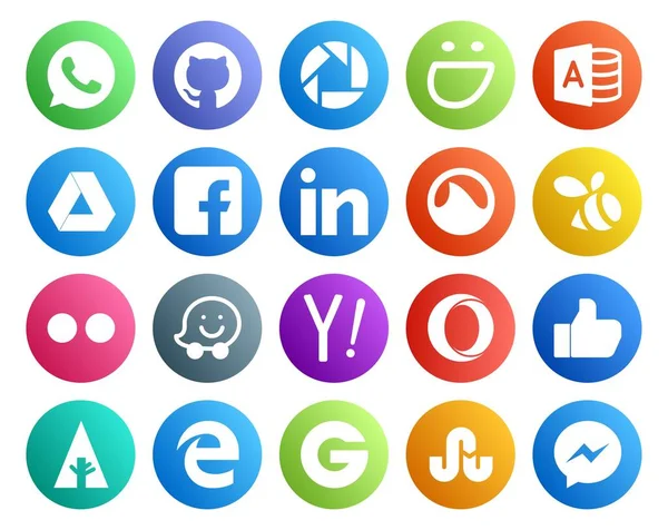 Social Media Icon Pack Including Edge Grooveshark Opera Yahoo — Stock Vector