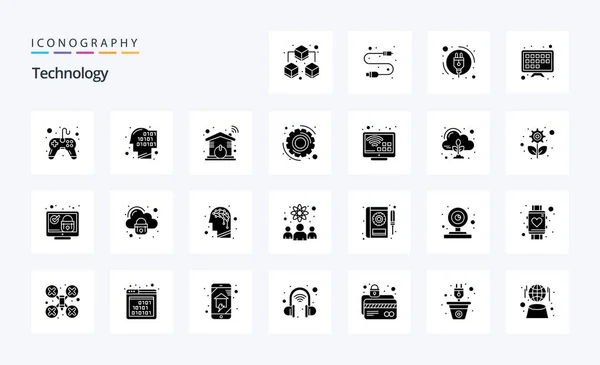 Technologie Solid Glyph Icon Pack — Stockvektor