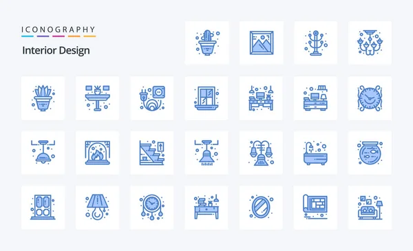Pack Icône Design Intérieur Bleu — Image vectorielle