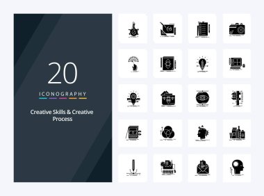 20 Yaratıcı Yetenek ve Yaratıcı Süreç Sunum için Katı Sembol