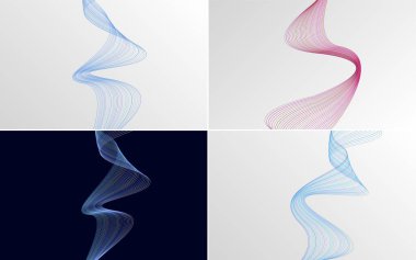 Bu 4 dalgalı çizgi vektör arkaplanı ile benzersiz bir estetik oluştur