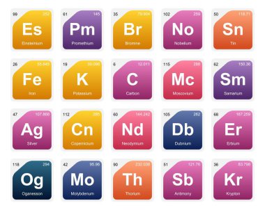 Simge Paketi Tasarımı elementlerinin 20 Preiyodik tablosu