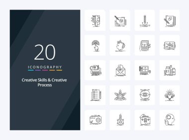 20 Creative Skills And Creative Process Outline icon for presentation clipart