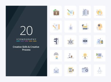 Sunum için 20 Yaratıcı Yetenek ve Yaratıcı Süreç Düz Renk simgesi