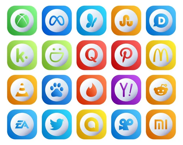 Social Media Icon Pack Inclusief Yahoo Baidu Een Quora Speler — Stockvector