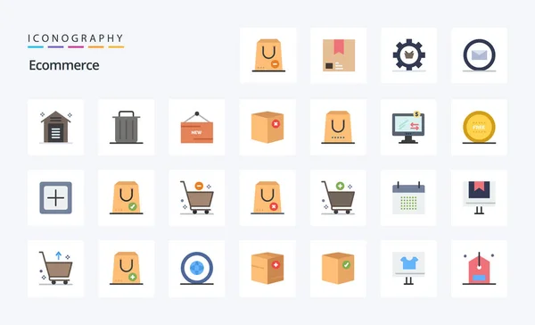 Ecommerce Flat Color Icon Pack — Stockový vektor