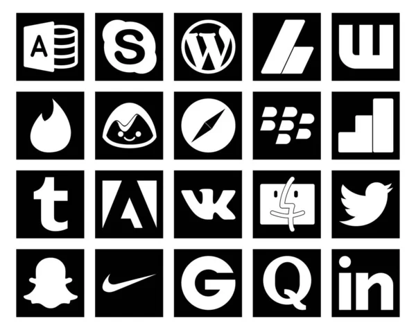 Social Media Icon Pack Inclusief Vinder Adobe Een Tinder Tuimelen — Stockvector