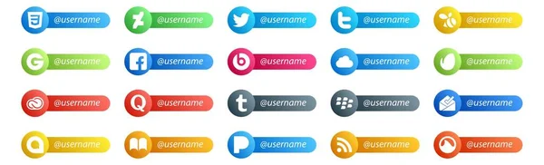 Social Media Follow Button Username Place Text Inbox Tumblr Icloud — Stock Vector