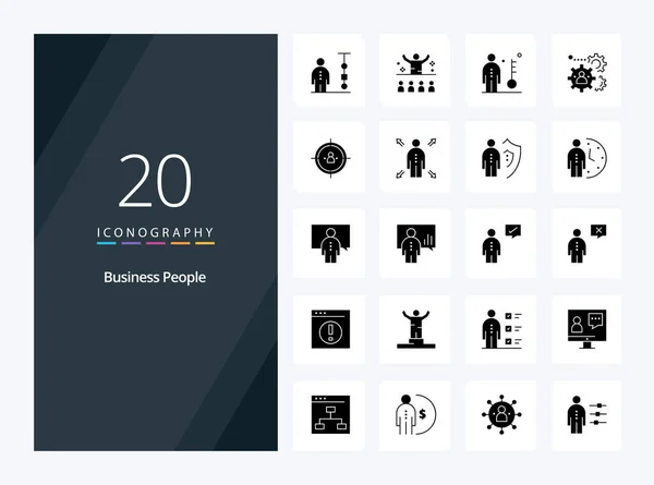 Business People Solid Glyph Icono Para Presentación — Archivo Imágenes Vectoriales