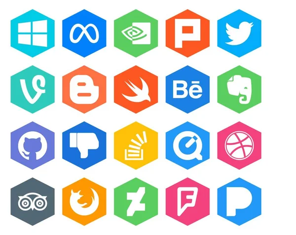 Social Media Icon Pack Including Overflow Question Blogger Stockoverflow Github — Stock Vector