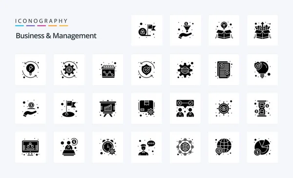 Business Management Solid Glyph Icon Pack — ストックベクタ