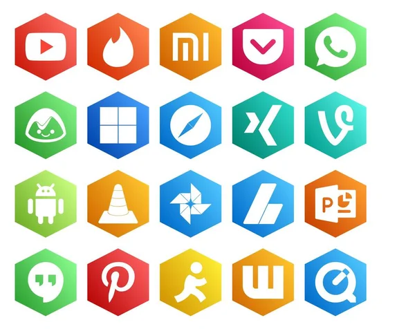 Paquete Iconos Redes Sociales Incluyendo Adsense Jugador Safari Medios Comunicación — Archivo Imágenes Vectoriales