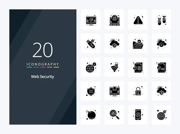 20个用于演示的Web Security Solid Glyph图标 — 图库矢量图片