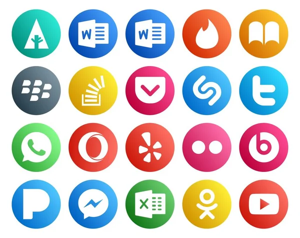 Social Media Icon Pack Including Beats Pill Yelp Overflow Opera — Stock Vector