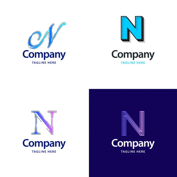 手紙N大きなロゴパックデザインあなたのビジネスのための創造的なモダンなロゴデザイン — ストックベクタ