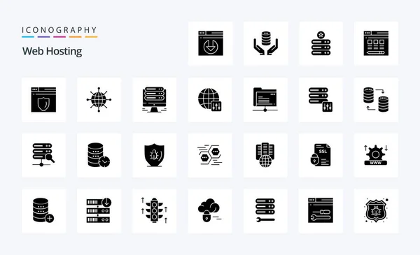 Web Hosting Solid Glyph Icon Pack — Stock Vector