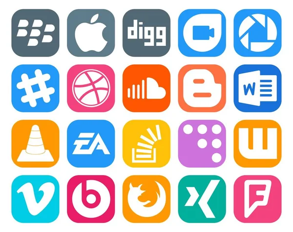 Social Media Icon Pack Including Игрок Soundcloud Сми Слово — стоковый вектор