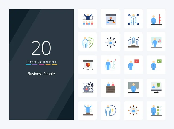 Business People Icono Color Plano Para Presentación — Archivo Imágenes Vectoriales