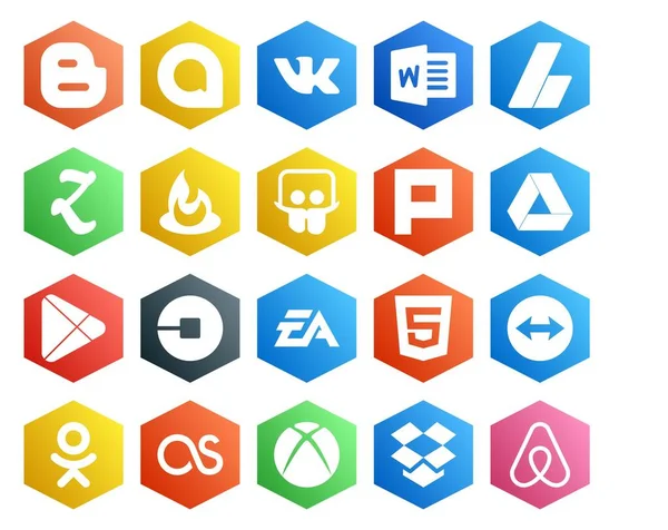Social Media Icon Pack Inclusief Bestuurder Slideshare Een Auto Apps — Stockvector