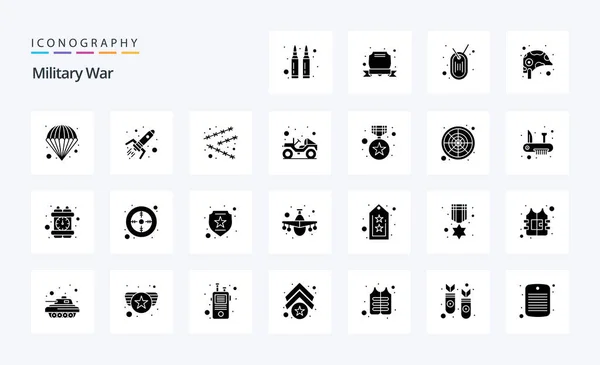 Military War Solid Glyph Icon Pack — Stockvektor