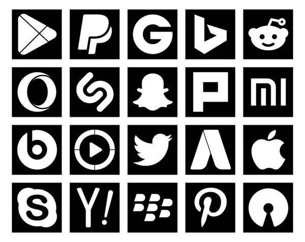 Social Media Icon Pack Including Apple Tweet Snapchat Twitter Windows — Stock Vector