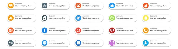 Social Media Follow Button Text Place Digg Firefox Viddler Path — Stock Vector