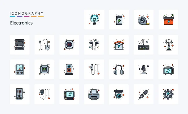 Electronics Line Filled Style Icon Pack — Stockvektor
