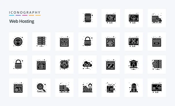 Web Hosting Solid Glyph Icoon Pack — Stockvector
