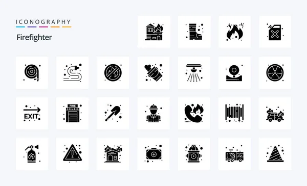 Firefighter Solid Glyph Icon Pack — Stockový vektor