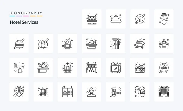 Hotel Services Line Icon Pack — Stockvektor