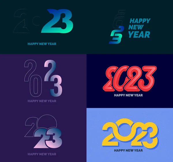 Big Collection 2023 Happy New Year Symbols Εξώφυλλο Επιχειρηματικού Ημερολογίου — Διανυσματικό Αρχείο