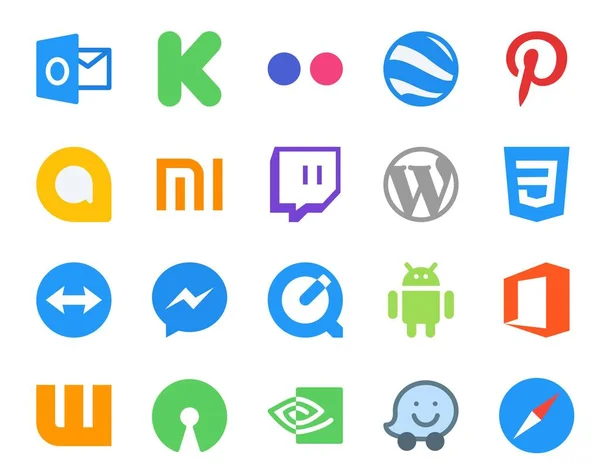 Social Media Icon Pack Including Open Source Office Wordpress Android — Stock Vector