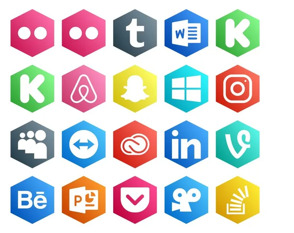 Social Media Icon Pack Including Pocket Behance Myspace Vine Adobe — Stock Vector