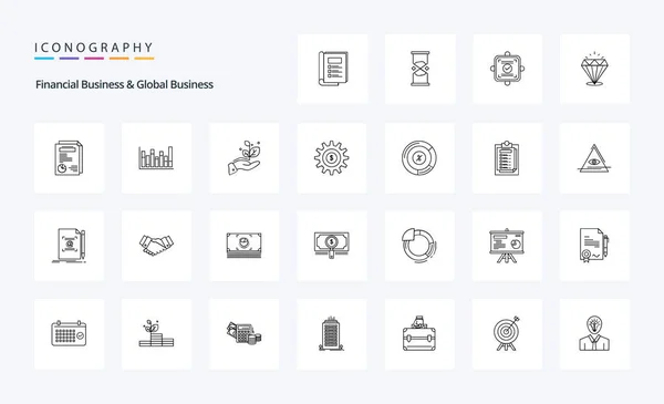 Icon Pack Für Finanzunternehmen Und Global Business Line — Stockvektor