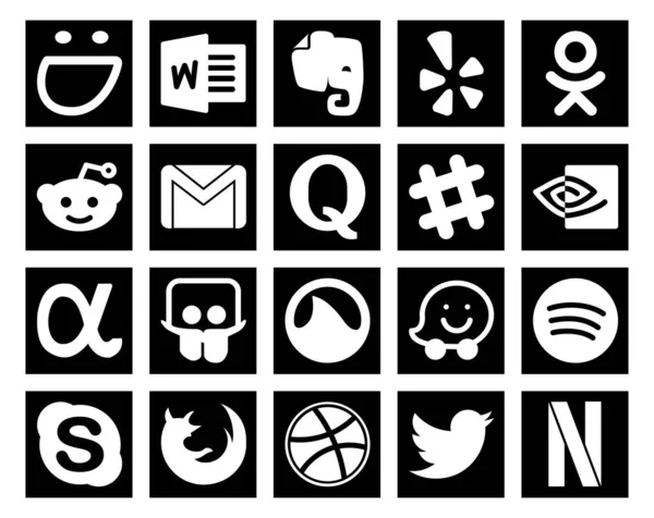 Social Media Icon Pack Including Waise Slideshare Почтой App Net — стоковый вектор