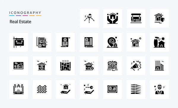 Immobilien Solid Glyph Icon Pack — Stockvektor
