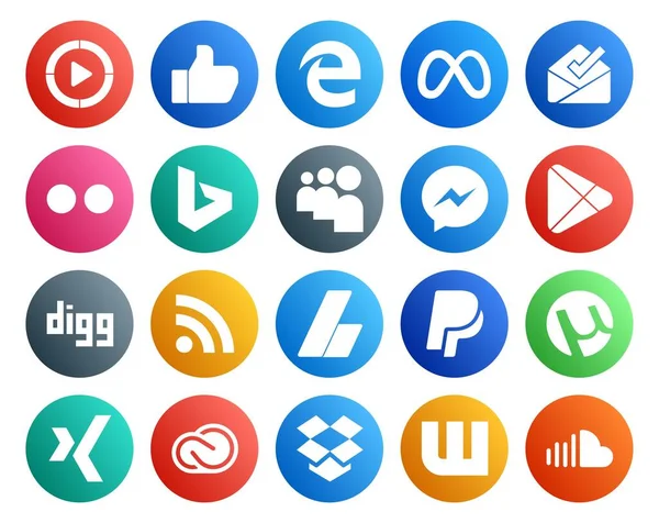 Social Media Icon Pack Compris Paypal Adsense Bing Rss Applications — Image vectorielle