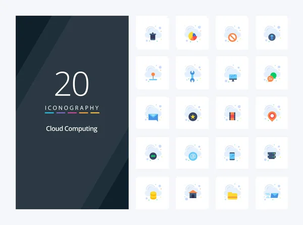 Cloud Computing Icona Colori Piatti Presentazione — Vettoriale Stock